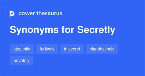 Synonyms for secretly in Free Thesaurus. . Synonym secretly